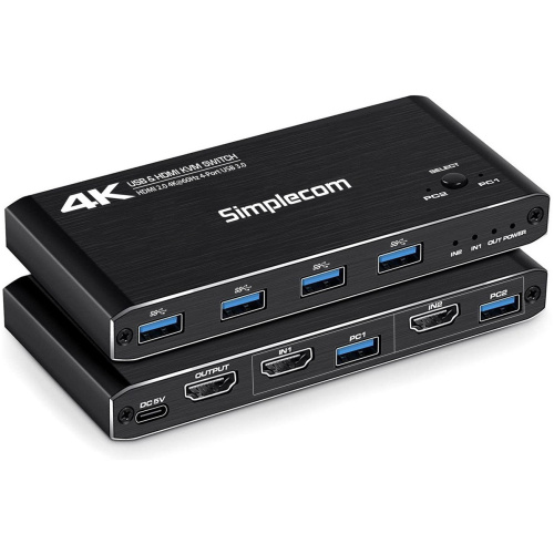 Simplecom KM420 2-Port HDMI KVM Switch with 4 x USB 3.0 Ports