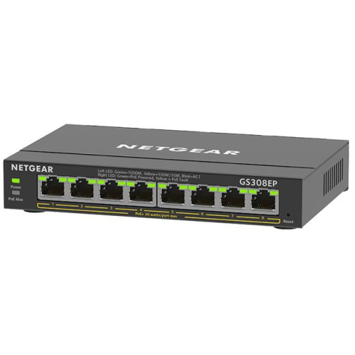 Netgear GS308EP 8-Port PoE+ Gigabit Ethernet Plus Switch, 62W