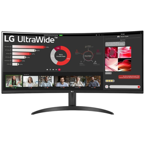 LG 34WR50QC-B 34" QHD Ultrawide VA Curved Monitor, 100Hz, 2xHDMI, DP,Tilt,VESA