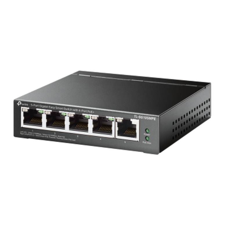 TP-Link TL-SG105MPE 5-Port Unmanaged Smart Gigabit Switch, GbE (5), POE+4 (4), 120W