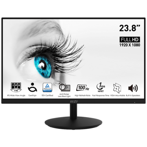 MSI MP242A 23.8" FHD IPS Monitor, 100Hz, 1ms, DP, HDMI, VGA, Speakers, 3 Yr