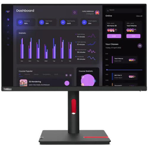 Lenovo T24I-30 23.8" WLED FHD,VGA,DP,HDMI,4xUSB, H/Adjst, Pvt, Tlt, 3Yr