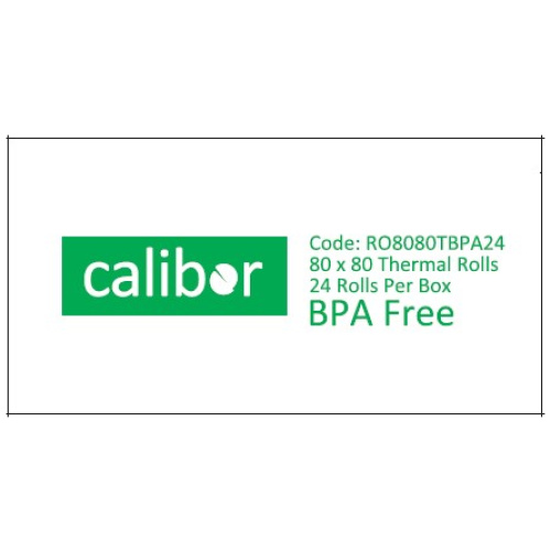 CALIBOR THERMAL PAPER 80X80 24 ROLLS/BOX BPA FREE