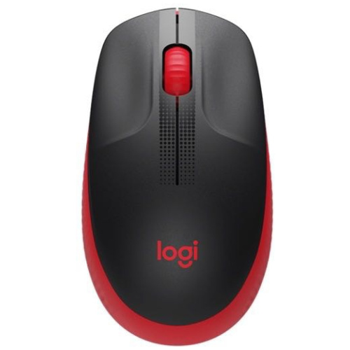 Logitech M190 Full Size Wireless Optical Mouse, Black and Red