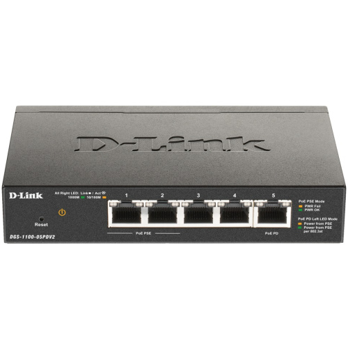 D-Link 5-Port Gigabit PoE-Powered Smart Managed Switch 2 PoE pass-through ports
