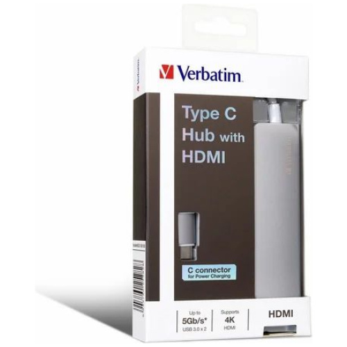 Verbatim 65282 Type C Hub with HDMI, 2 x USB3.0, Grey