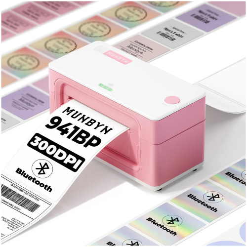 MUNBYN ITPP941BP 4" DT BT LABEL PTR  PINK+WHITE