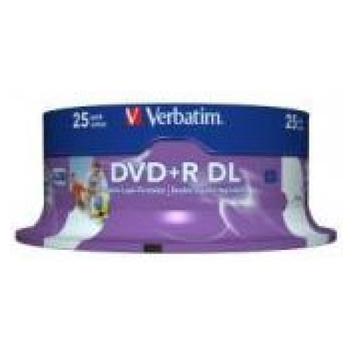 Verbatim 43667 DVD+R DL 8.5GB 25 Pack White Wide Injet Printable, 8x