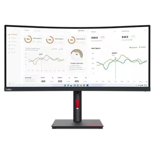 Lenovo T34w-30 34" WQHD Curved Monitor,DP,HDMI,USB-C,LAN,4xUSB,H/Adjst,Tlt,Swvl