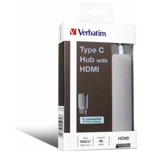 Verbatim 65282 Type C Hub with HDMI, 2 x USB3.0, Grey