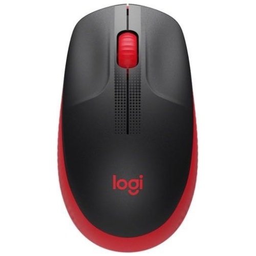 Logitech M190 Full Size Wireless Optical Mouse, Black and Red