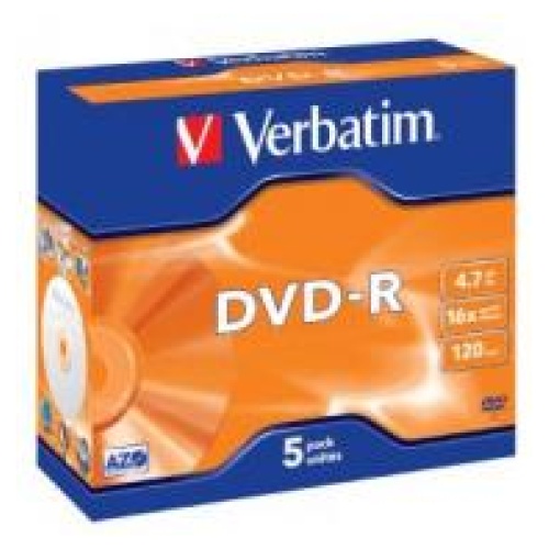 Verbatim 95070 DVD-R 4.7GB Jewel Case 5 Pack 16x