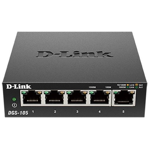 D-Link DGS-105 - 5-Port Gigabit Desktop Switch (Metal Housing)