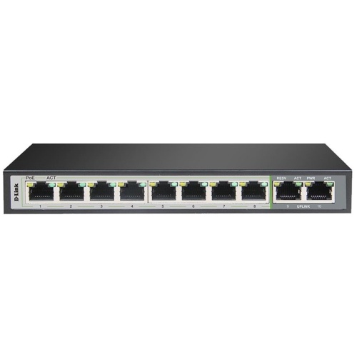 D-Link DGS-F1010P-E 10-Port Gigabit PoE Switch with 8 Long Reach PoE & 2 Uplink