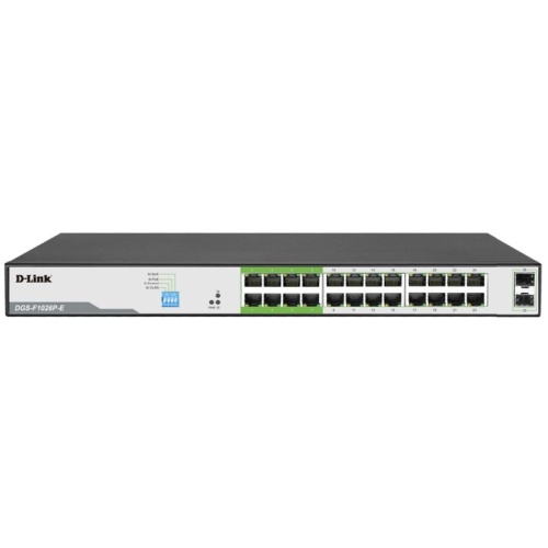 D-Link DGS-F1026P-E 26-Port Gigabit PoE Switch, 24 PoE+, 2 Uplinks