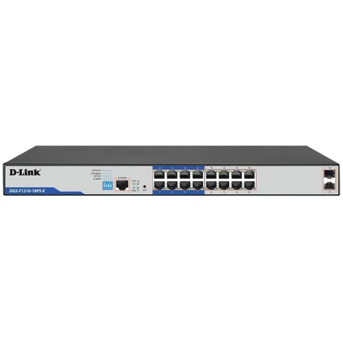 D-Link DGS-F1210-18PS-E 18-Port Gigabit Smart Managed PoE+, 16 PoE+ Ports (8 Lon