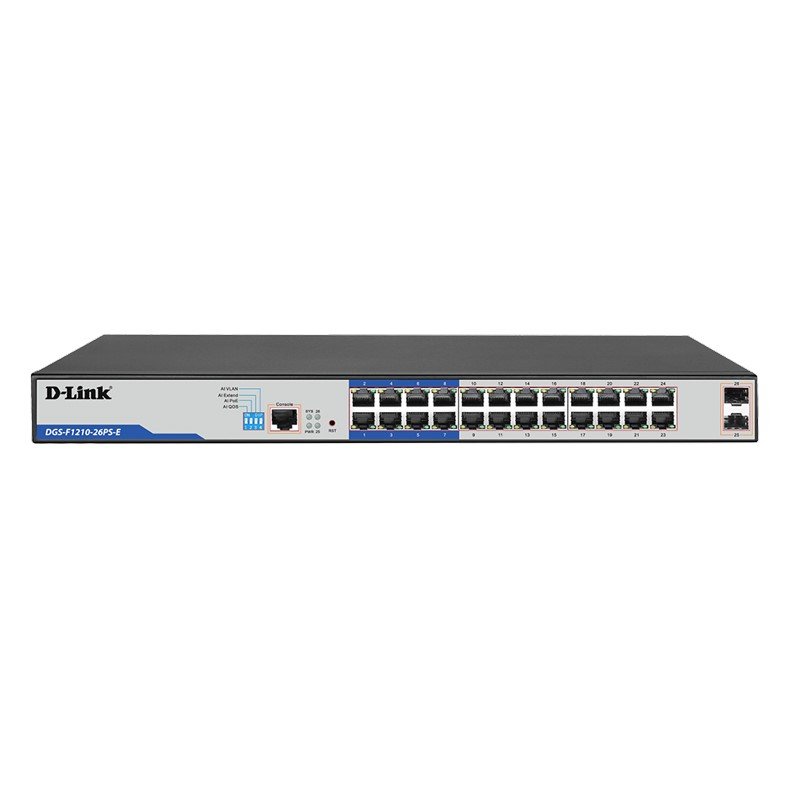 D-Link DGS-F1210-26PS-E 24-Port Gigabit Smart PoE+ Switch + 2 SFP