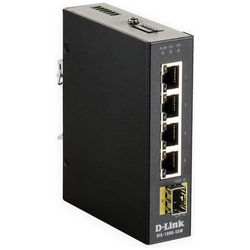 D-Link 5-Port Gigabit Industrial PoE Switch 4 1000BASE-T PoE ports 1 SFP port