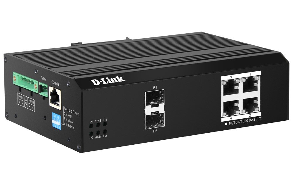 Dlink DIS-F200G-6PS-E 6-Port Gigabit Industrial Smart Managed PoE+ Switch with
