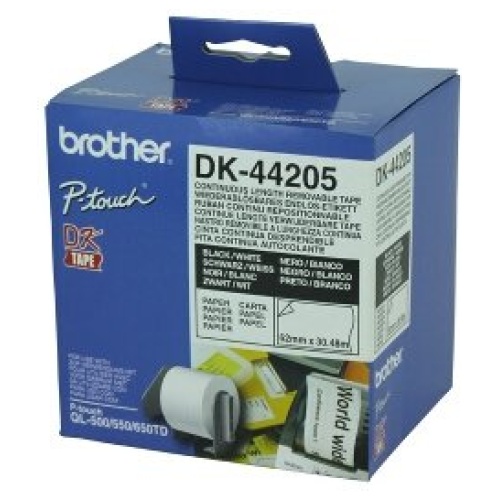 Brother DK-44205 Removeable White Continuous Paper Roll 62mm x 30.48M