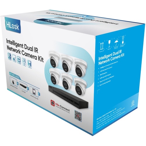 Hilook 6x8 6MP Kit: 6 x IK-IPC-T262HMU 2.8mm cameras and 1 x IK-108MHC8P-4TB NVR