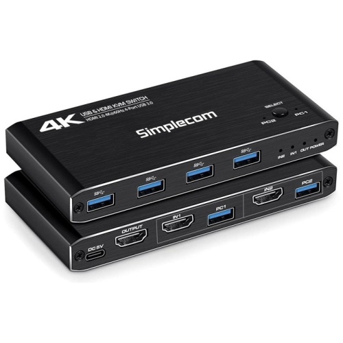 Simplecom KM420 2-Port HDMI KVM Switch with 4 x USB 3.0 Ports