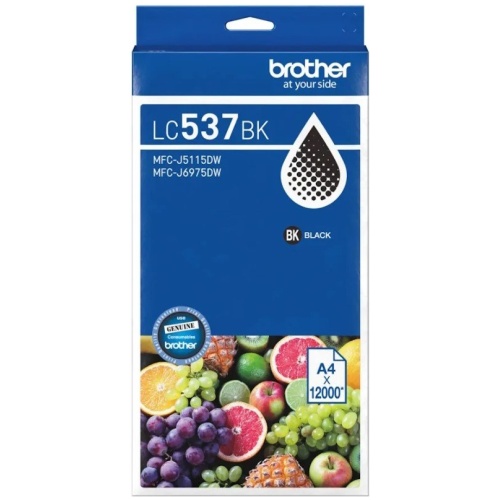 Brother LC-537BK Black Ink Cartridge, up to 12,000 pages