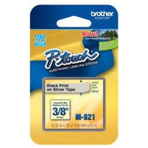 Brother Non-Laminated Black Printing on Silver Tape (9mm Width 8m in Length)