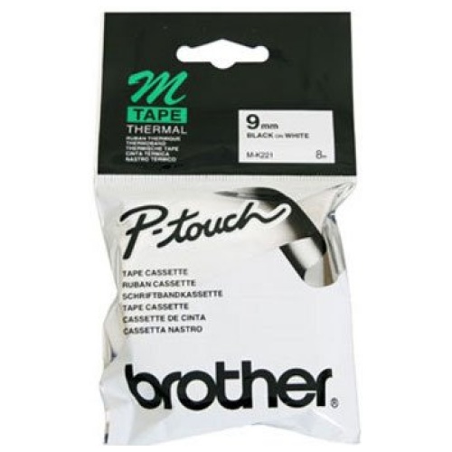 Brother Non Laminated Black Printing on White Tape (9mm Width 8m Length)