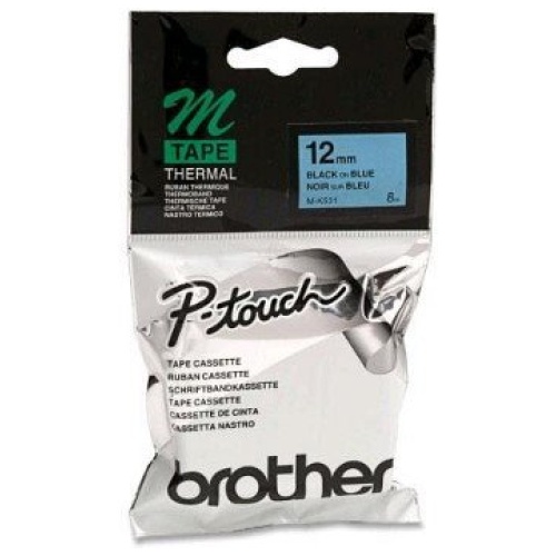 Brother Non Laminated Black Printing on Blue Tape (12mm Width 8m Length)