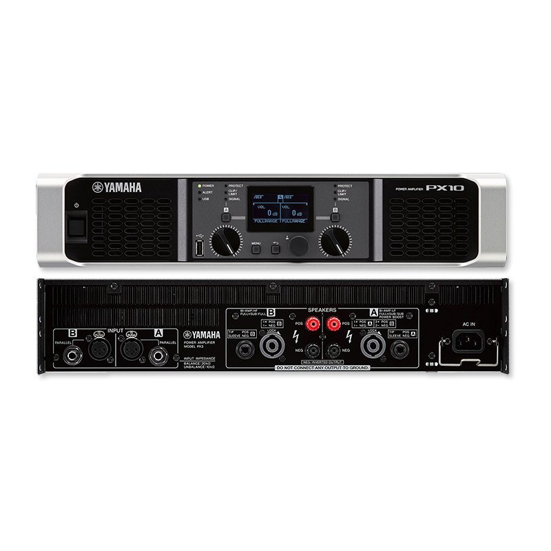 Yamaha PX10 2x 1200W @ 4 ohms. 2x 1000W @ 8 ohms. 2x 700W @ 2 ohms.