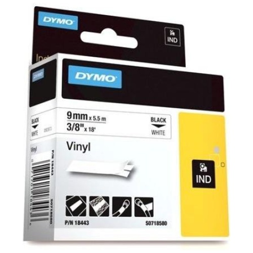 DYMO (SD18443)  Vinyl, 9mm - Black on White