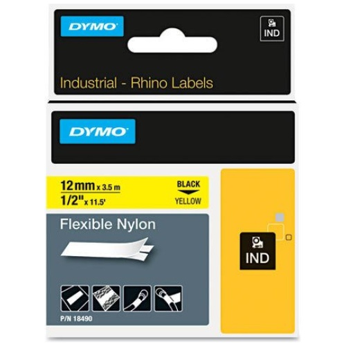 DYMO (SD18490) Flexible Nylon, 12mm - Black on Yellow