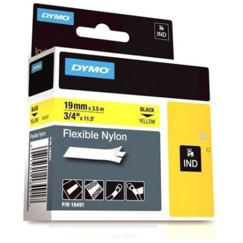 DYMO (SD18491) Flexible Nylon, 19mm - Black on Yellow