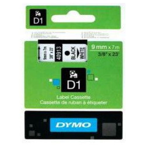 DYMO D1 (SD40913/S0720680) Label Cassette, 9mm x 7m - Black on White