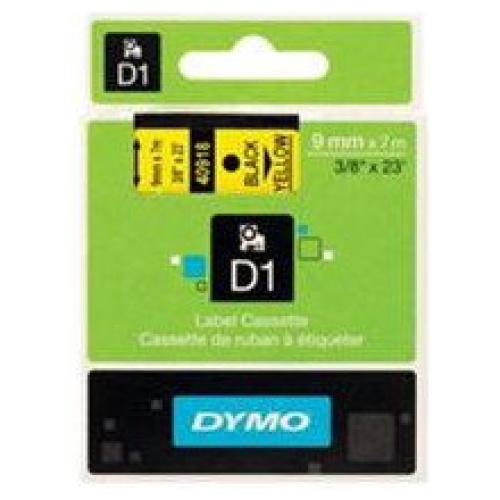 DYMO D1 (SD40918/S0720730) Label Cassette, 9mm x 7m - Black on Yellow