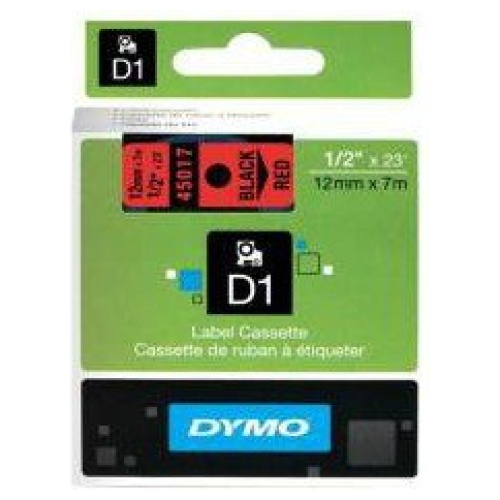 DYMO D1 (SD45017/S0720570) Label Cassette, 12mm x 7m - Black on Red
