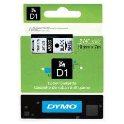 DYMO D1 (SD45803/S0720830) Label Cassette, 19mm x 7m - Black on White
