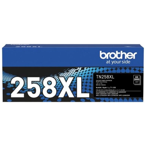 Brother TN-258XLBK Black High Yield Toner Cartridge, up to 3000 pages
