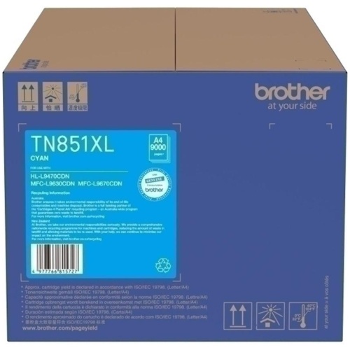 Brother TN-851XLC Cyan Toner Cartridge, up to 9 000 pages