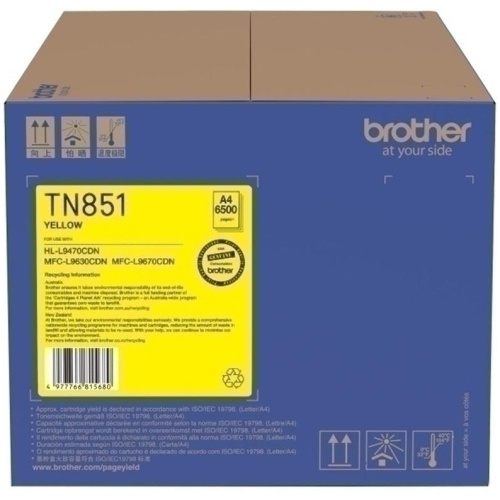 Brother TN-851Y Yellow Toner Cartridge, up to 6 500 pages