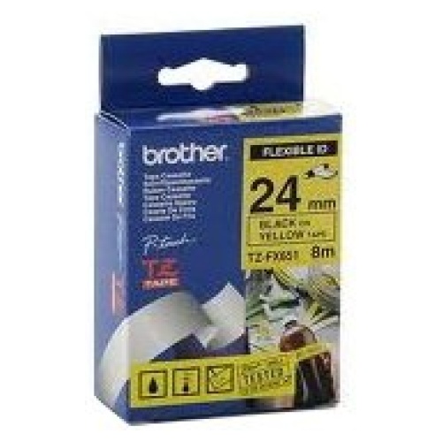 Brother TX-FX651 Flexible Laminated Black Printing on Yellow Tape (24mm Width 8