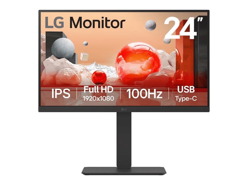 LG 24BA550-B 23.8" FHD IPS Monitor,DP,HDMI,VGA,USB,Tilt,Height,Swivel,Pivot,Spkr