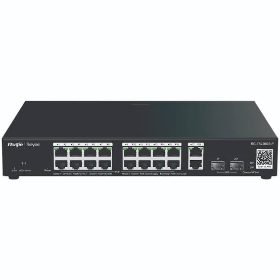 Rujie Reyee RG-ES220GS-P 20 Port 16 PoE/POE+, 2-Port Gigabit + 2xSFP